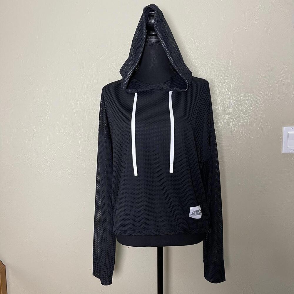 Tommy Hilfiger Sport Black Mesh Hoodie Medium– Lightweight Athleisure Layer
